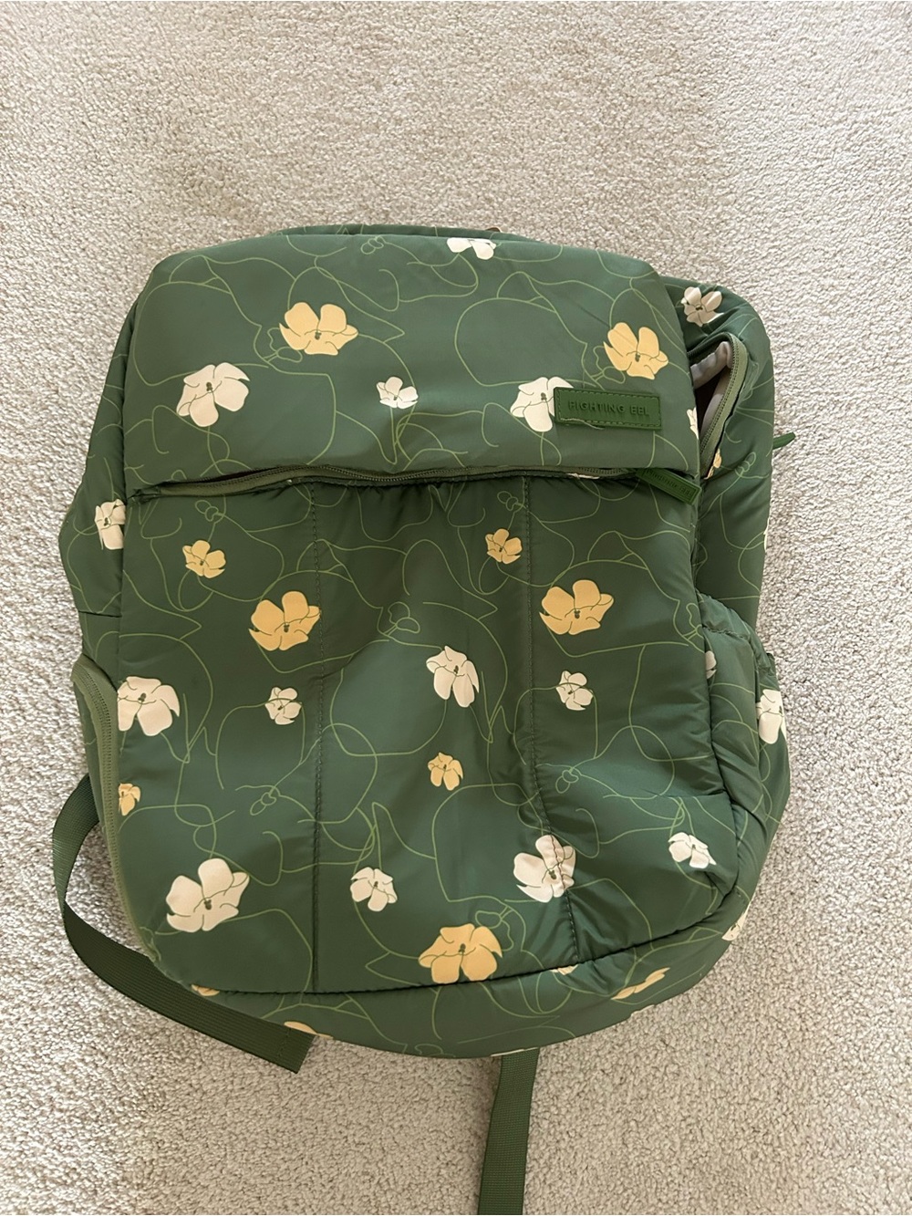 Green Floral Women's Backpack - Small Flower Print